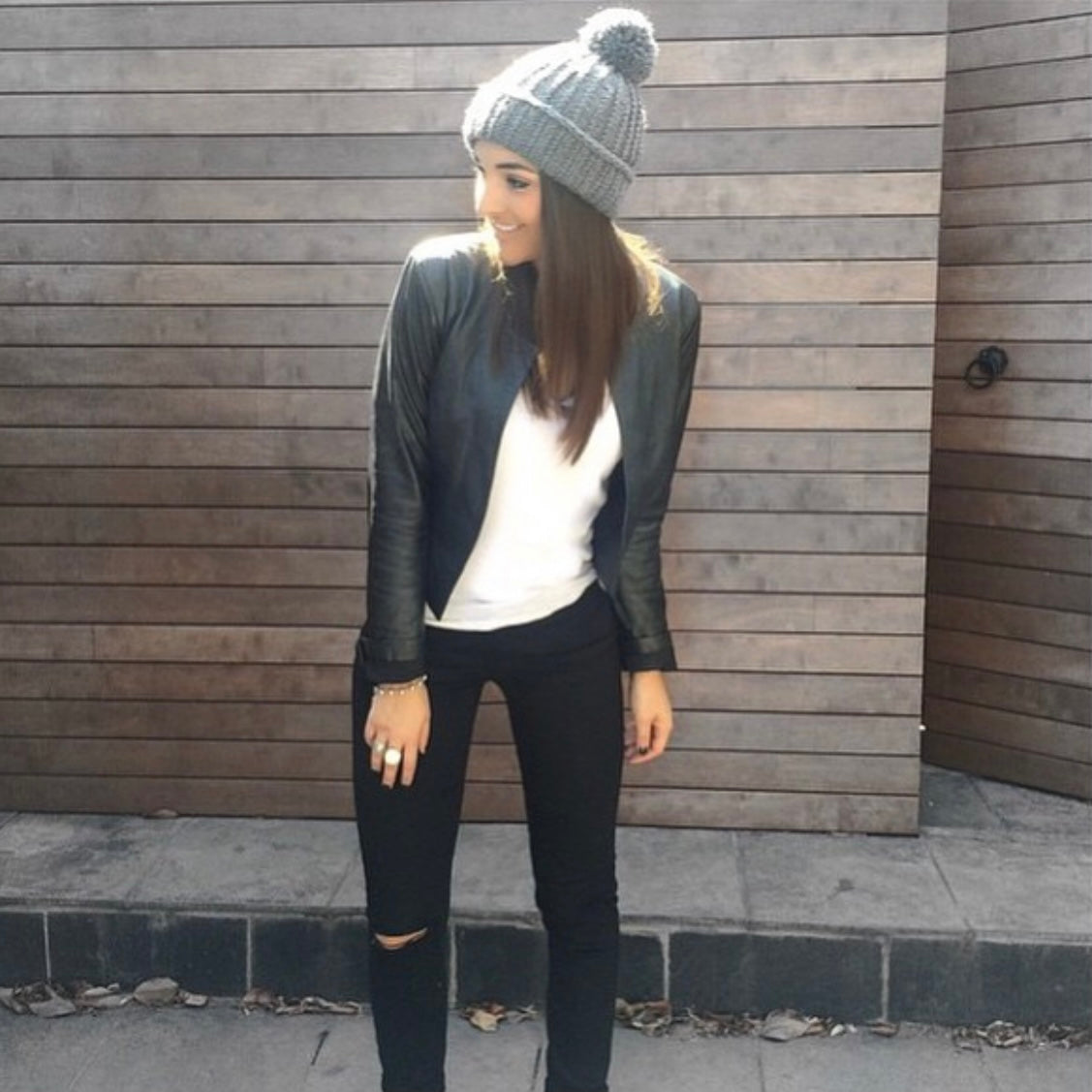 L/S Cropped Leather Jacket with Zips - Matt Black - NEW ARRIVAL - BEST SELLER