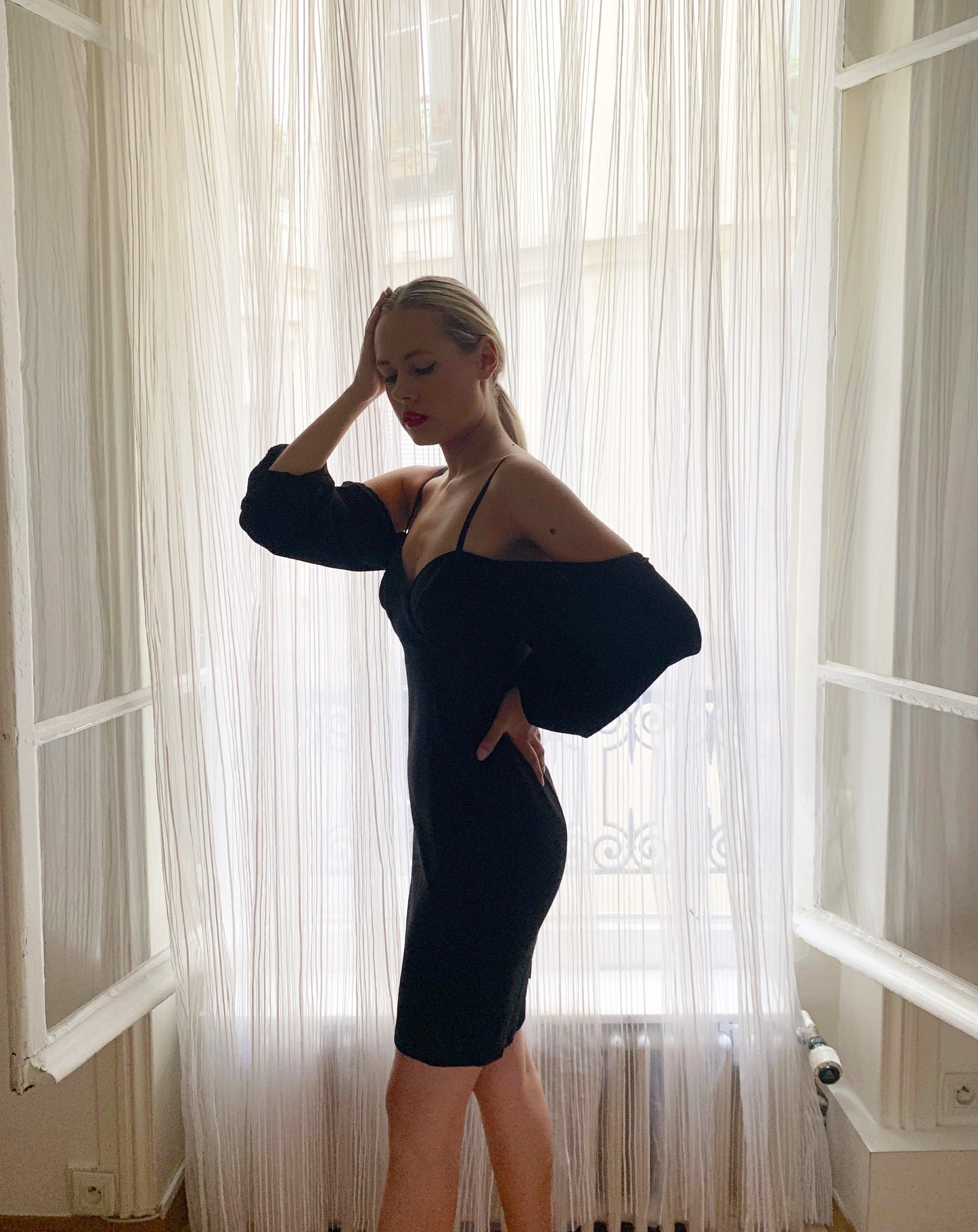 Parisian Shoulder Mini Dress - Black - SALE