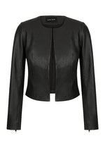 L/S Cropped Leather Jacket with Zips - Matt Black - NEW ARRIVAL - BEST SELLER