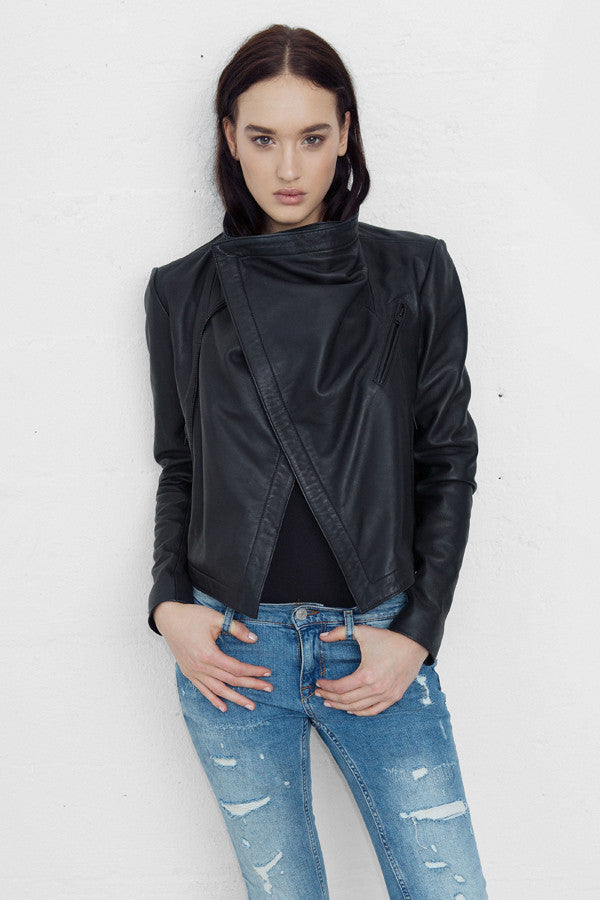 Vince paper leather hot sale scuba jacket